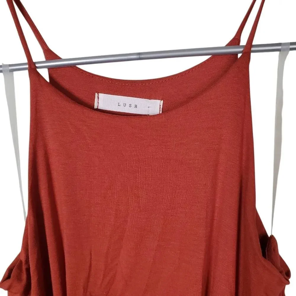 NWT Lush Spaghetti‎ Strap Blouson Jersey Maxi Dress Tandoori Spice Rust Small